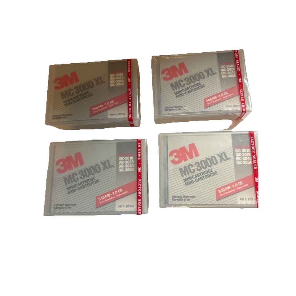 SEALED -3M MC 3000 XL PIMAT Formatted QIC-3010-MC 340MB Mini Data Cart. Lot Of 4